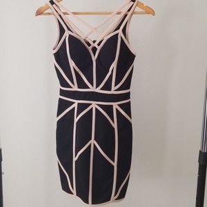 New small bodycon dress black and tan